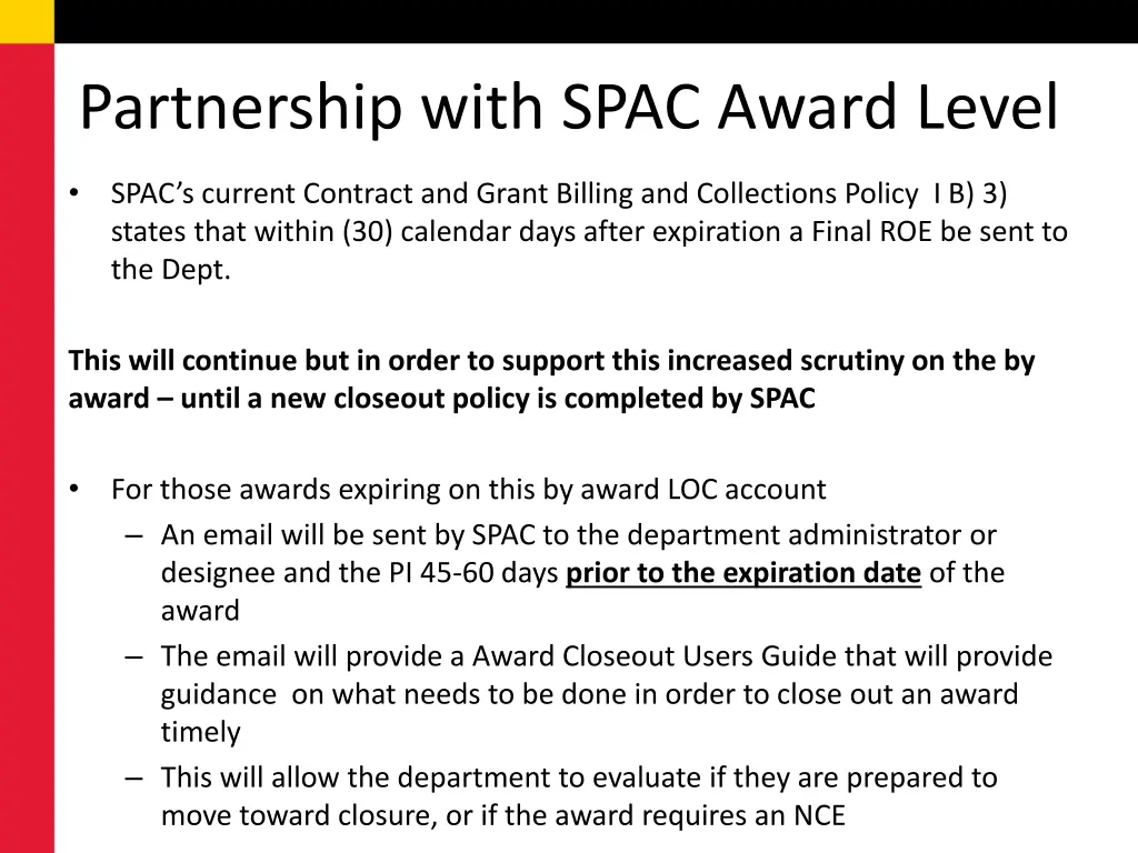 partnership with spac award level