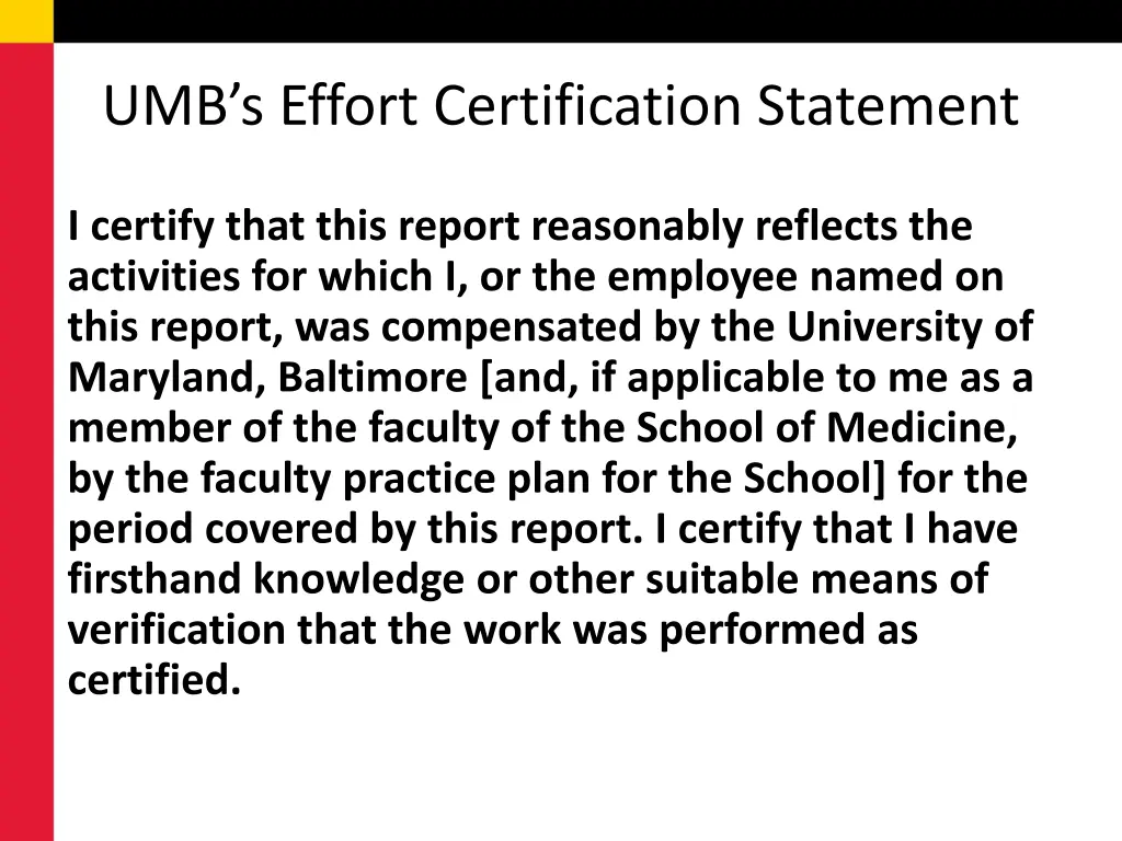 umb s effort certification statement