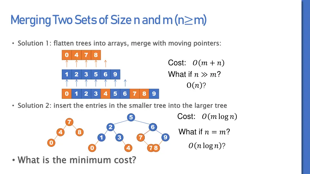 merging two sets of size n and m n m