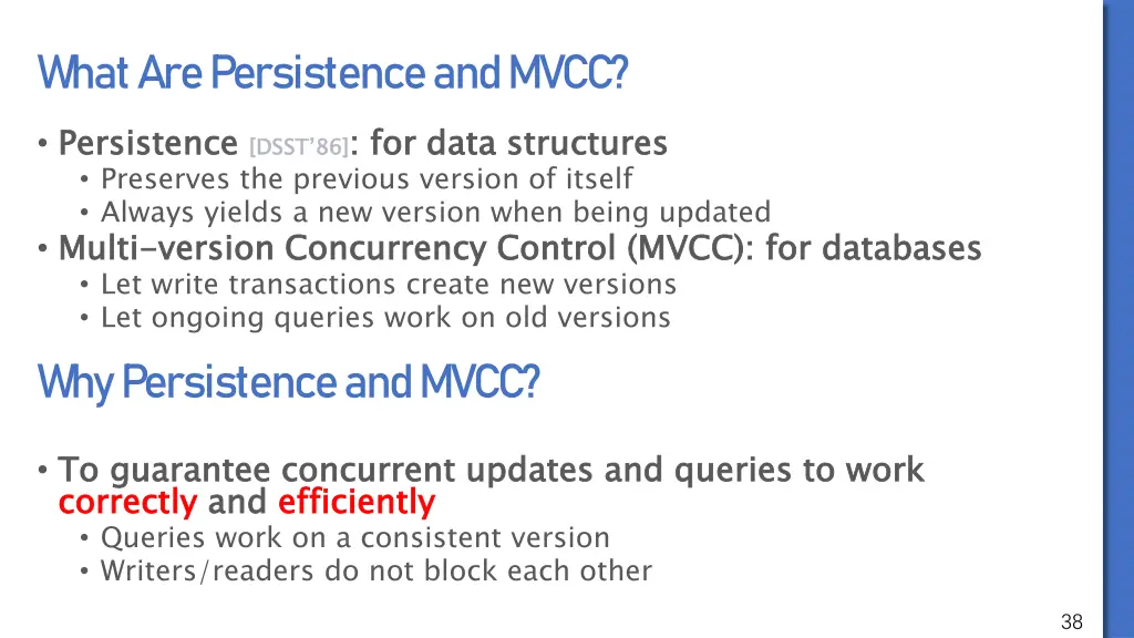 what are persistence and mvcc