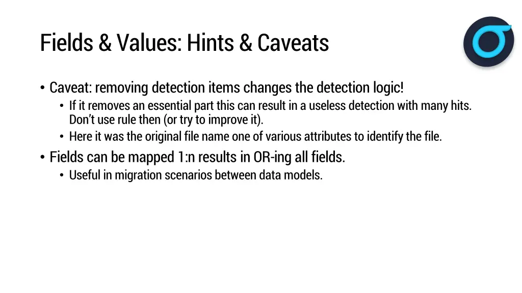 fields values hints caveats