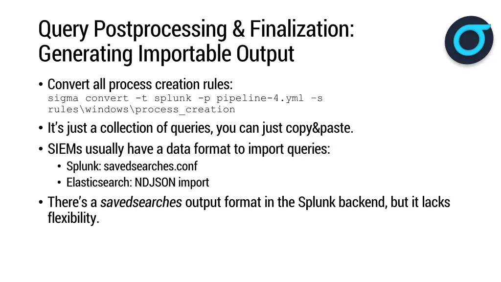 query postprocessing finalization generating