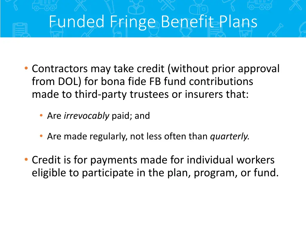 funded fringe benefit plans