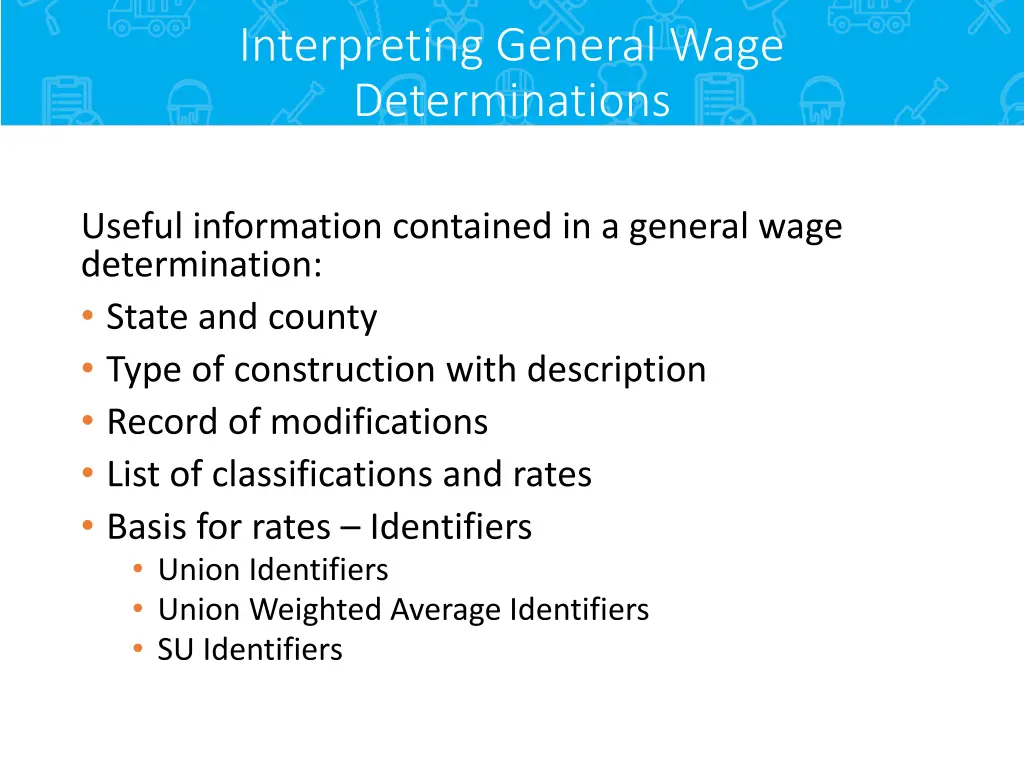 interpreting general wage determinations