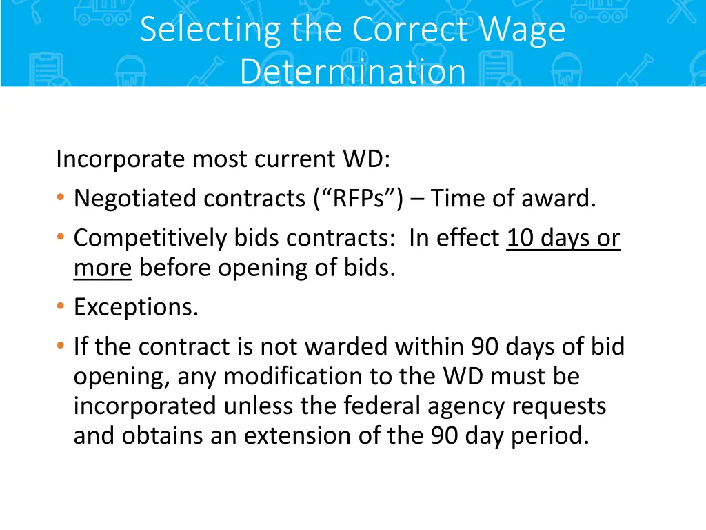selecting the correct wage determination 1