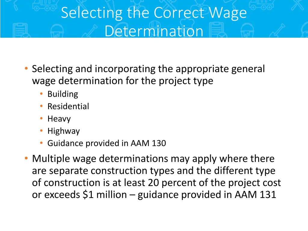 selecting the correct wage determination