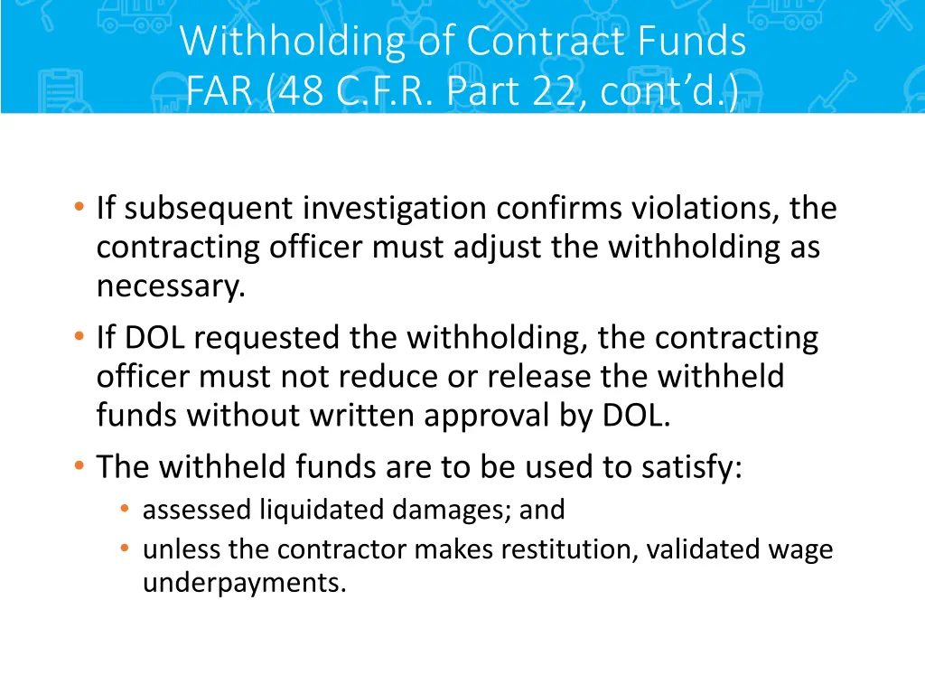 withholding of contract funds far 48 c f r part