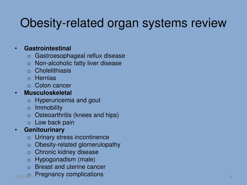 obesity related organ systems review 1