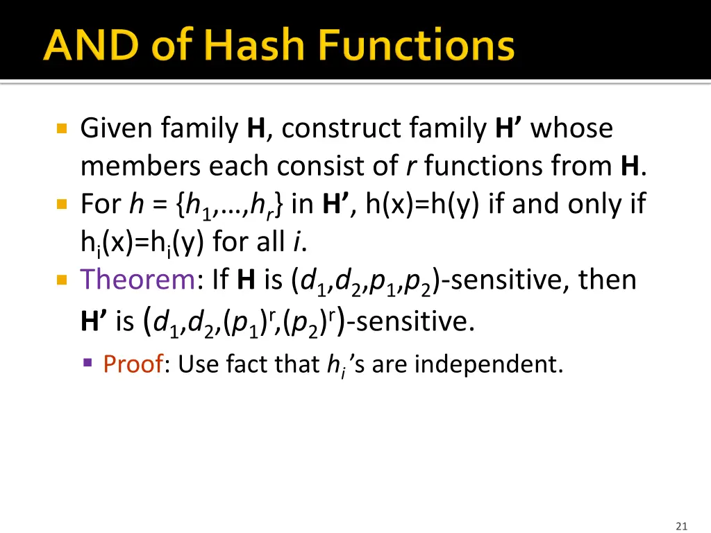 given family h construct family h whose members