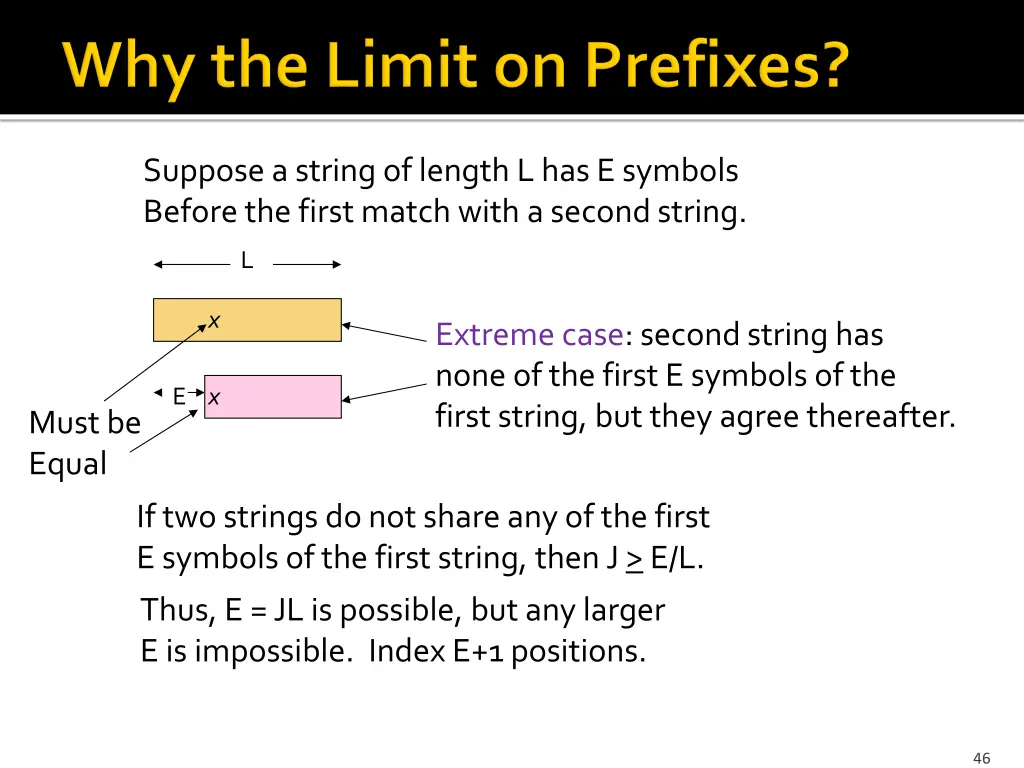 suppose a string of length l has e symbols before