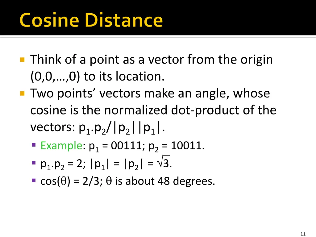 think of a point as a vector from the origin