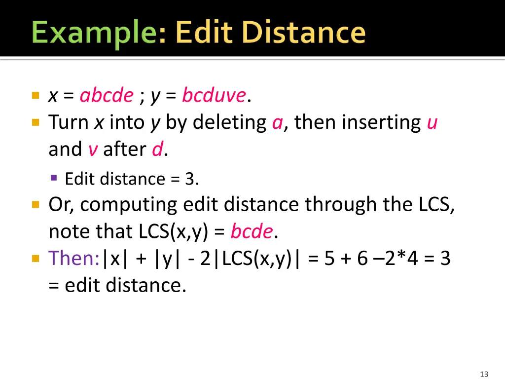 x abcde y bcduve turn x into y by deleting a then