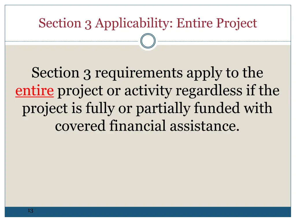 section 3 applicability entire project