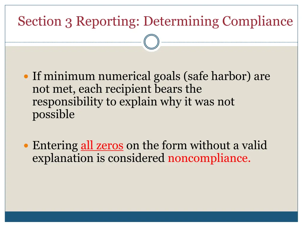 section 3 reporting determining compliance