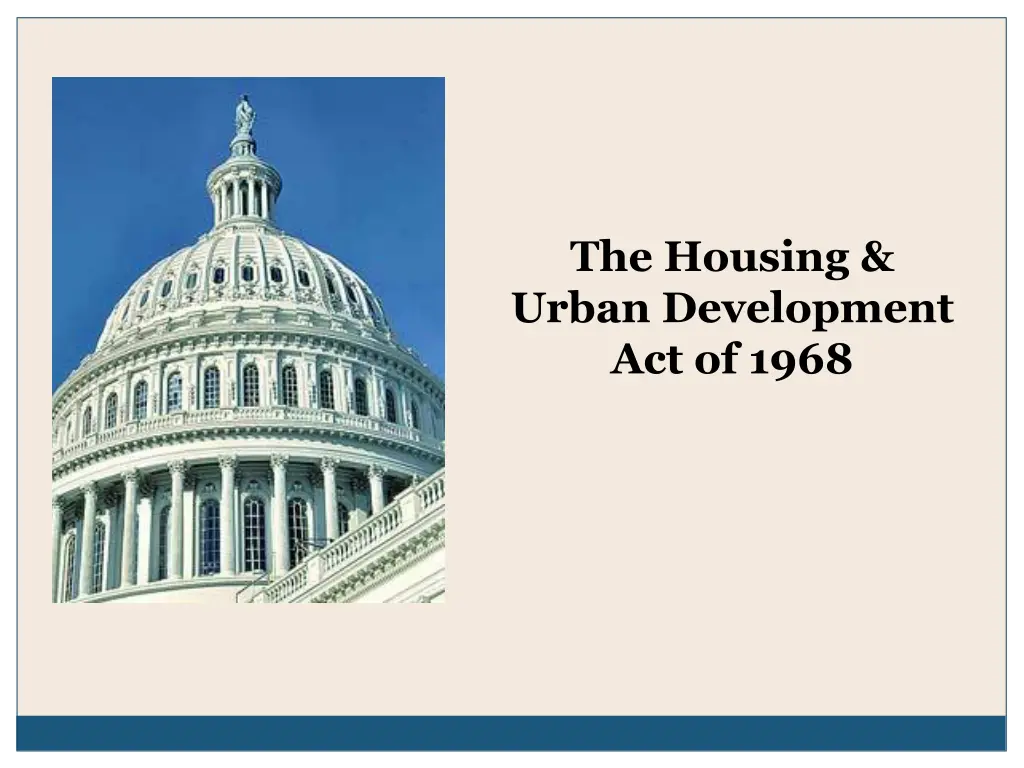 the housing urban development act of 1968