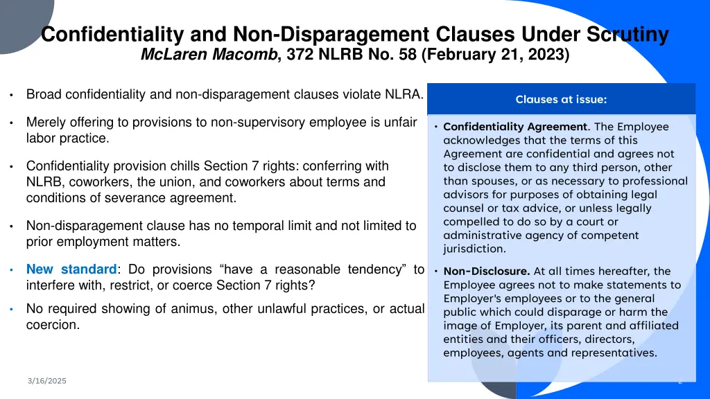 confidentiality and non disparagement clauses