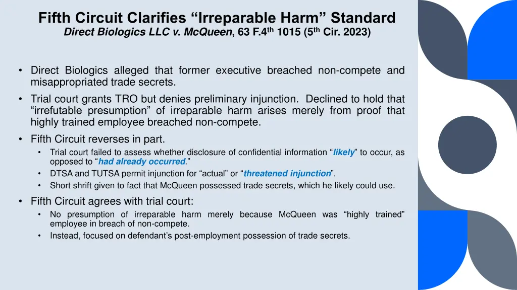 fifth circuit clarifies irreparable harm standard