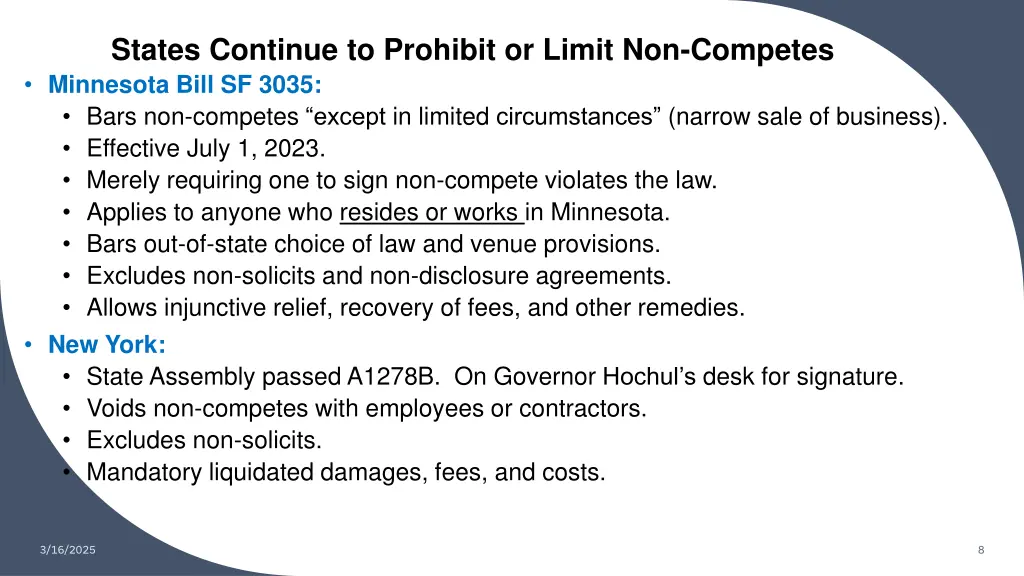 states continue to prohibit or limit non competes