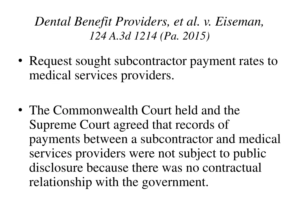 dental benefit providers et al v eiseman