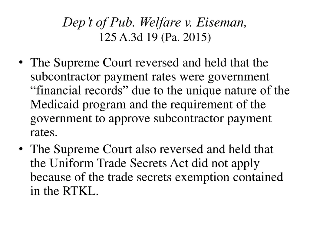 dep t of pub welfare v eiseman 125 a 3d 19 pa 2015 1