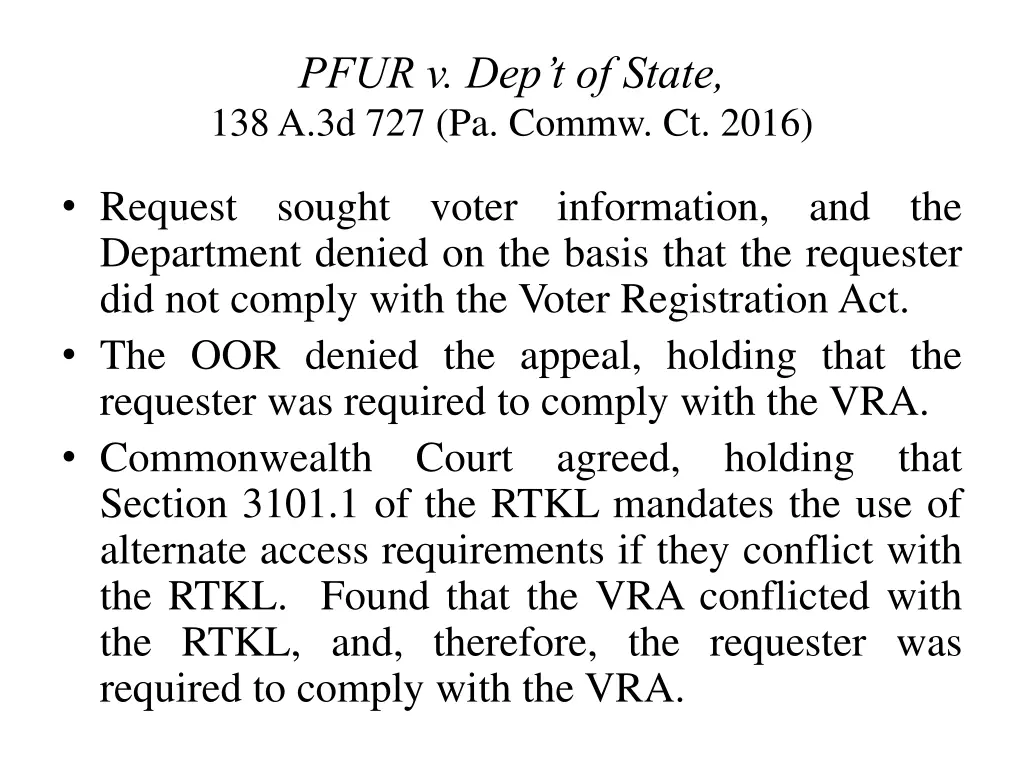 pfur v dep t of state 138 a 3d 727 pa commw