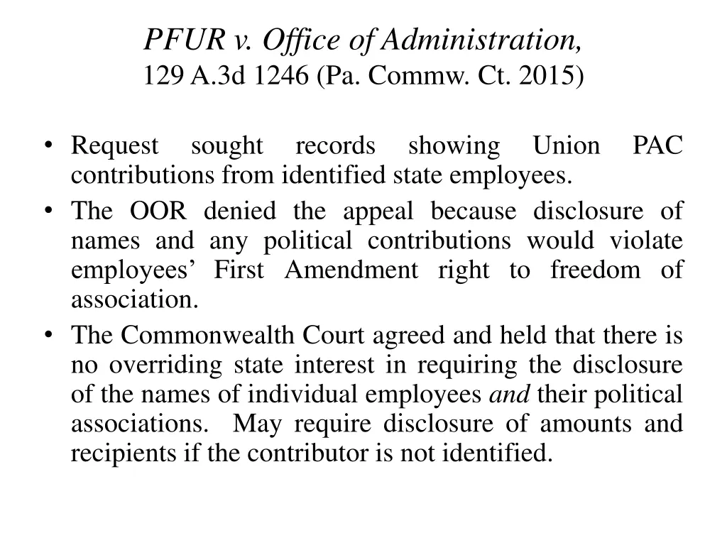 pfur v office of administration 129 a 3d 1246