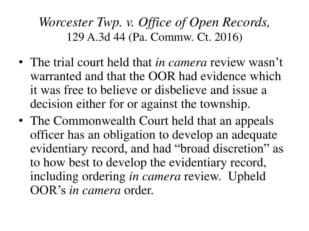 worcester twp v office of open records 1