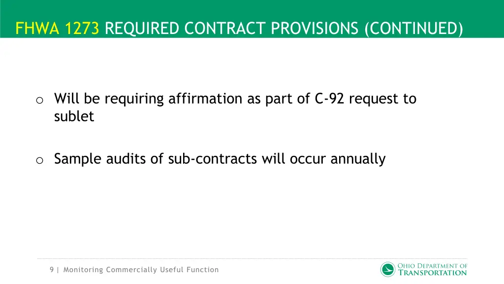 fhwa 1273 required contract provisions continued