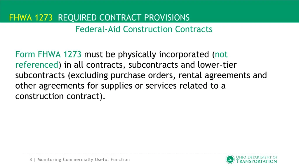 fhwa 1273 required contract provisions federal