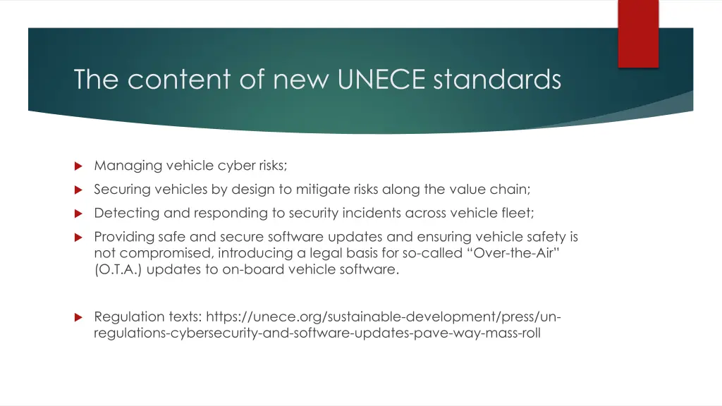 the content of new unece standards