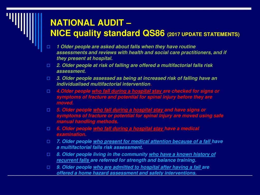 national audit nice quality standard qs86 2017