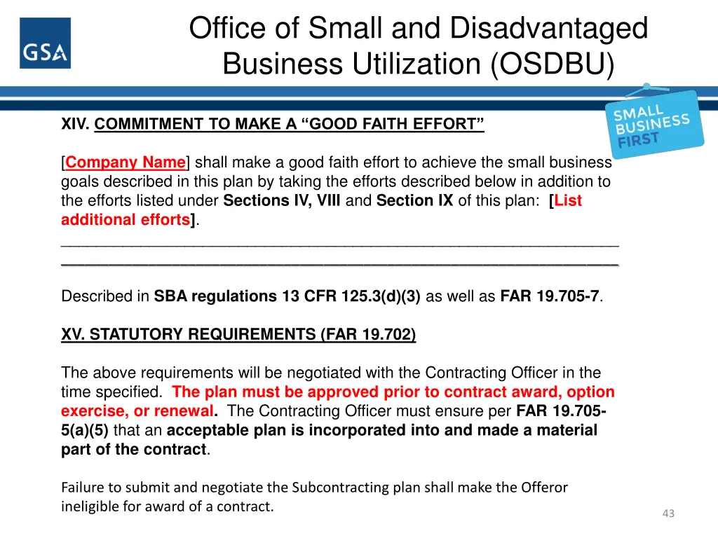 office of small and disadvantaged business 41