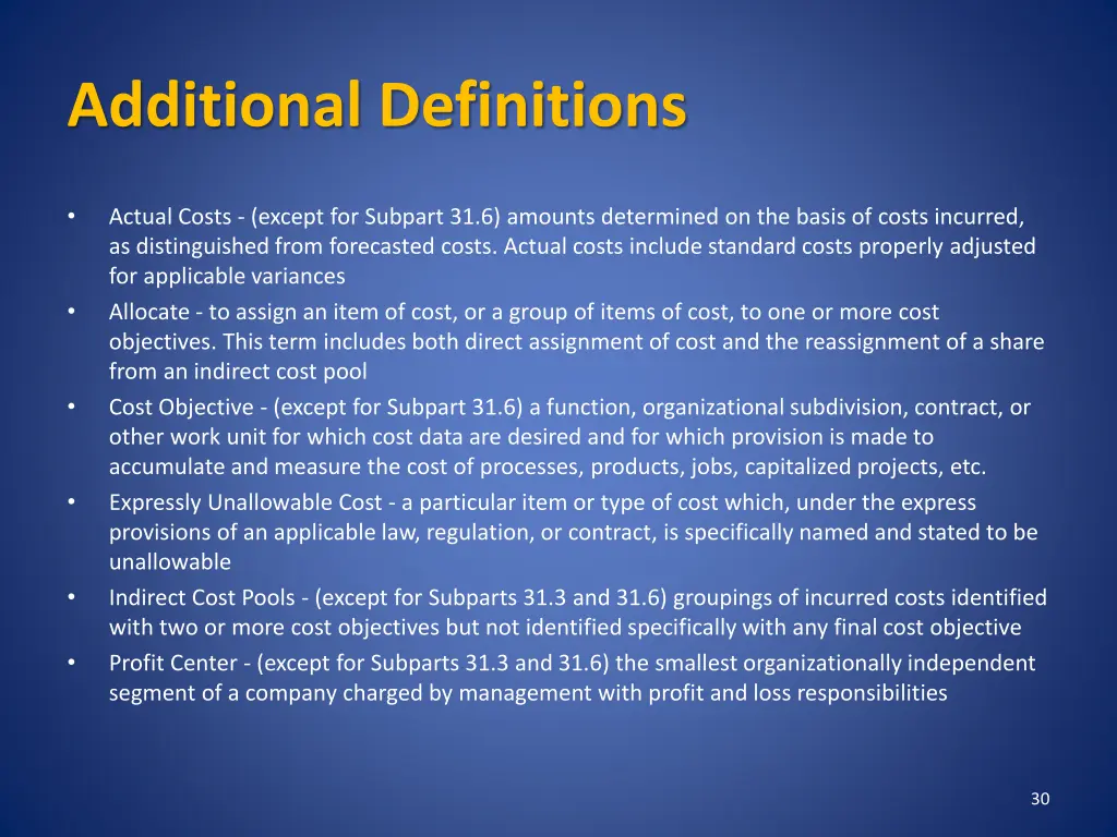 additional definitions
