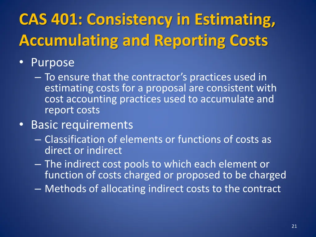 cas 401 consistency in estimating accumulating