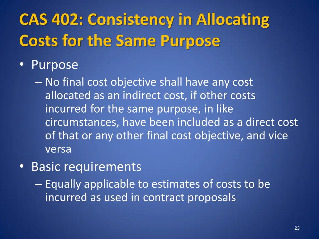 cas 402 consistency in allocating costs