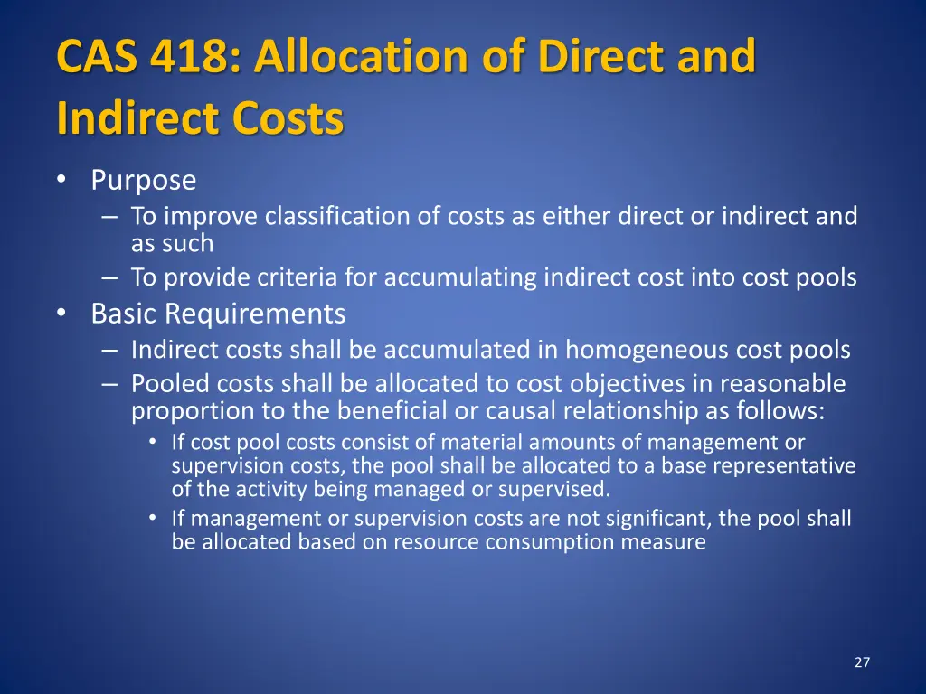 cas 418 allocation of direct and indirect costs