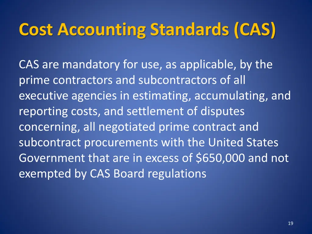 cost accounting standards cas