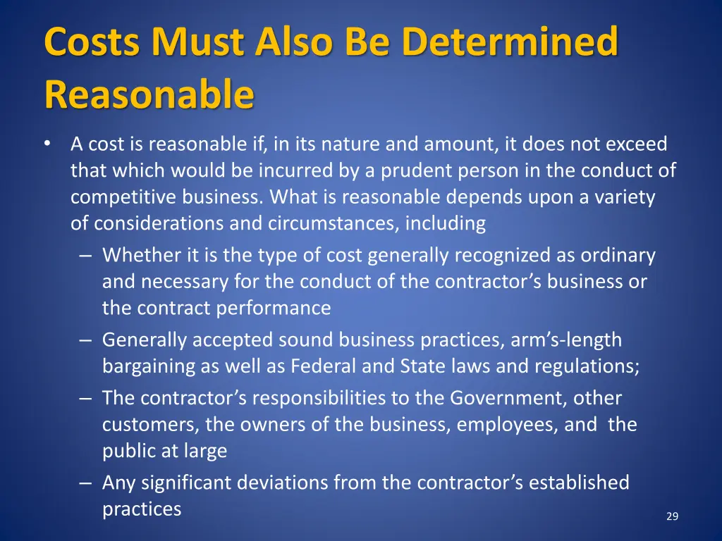 costs must also be determined reasonable