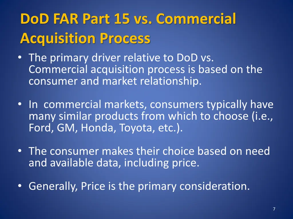 dod far part 15 vs commercial acquisition process
