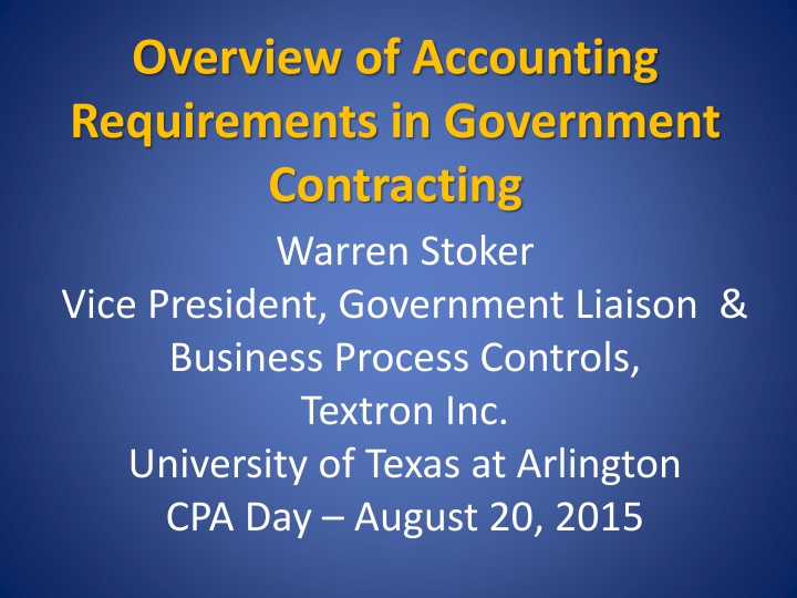 overview of accounting requirements in government