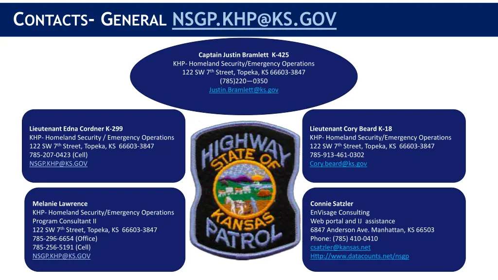 c ontacts g eneral nsgp khp@ks gov