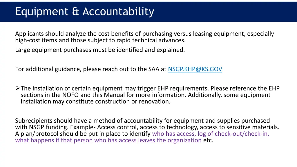 equipment accountability