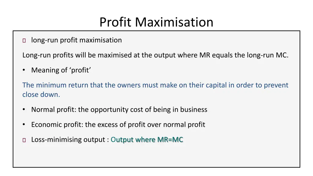 profit maximisation 2