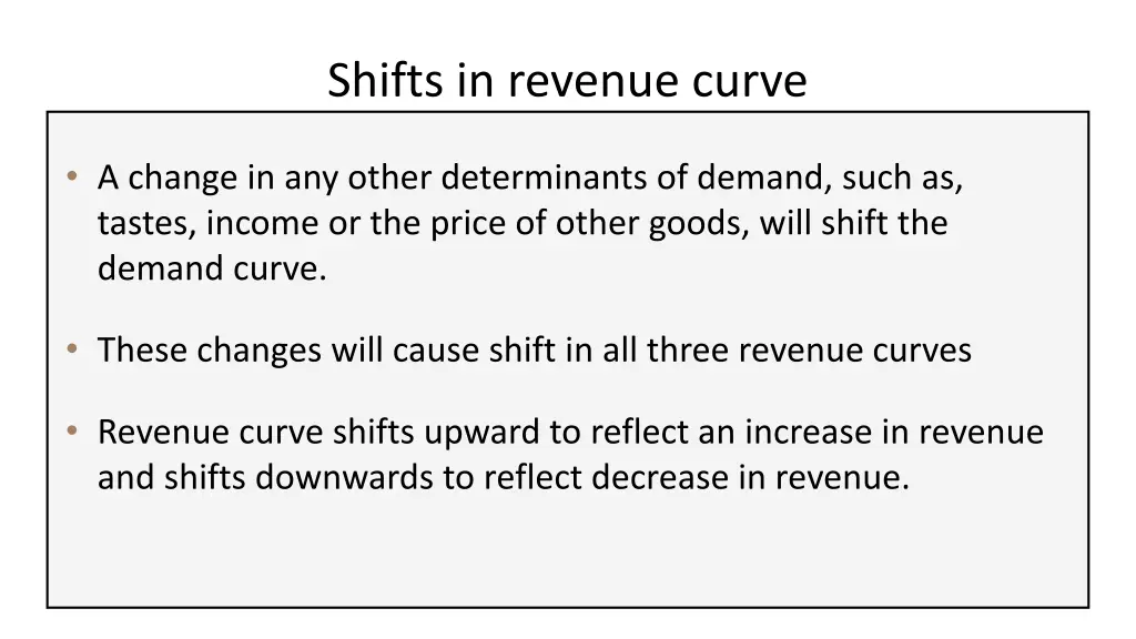 shifts in revenue curve