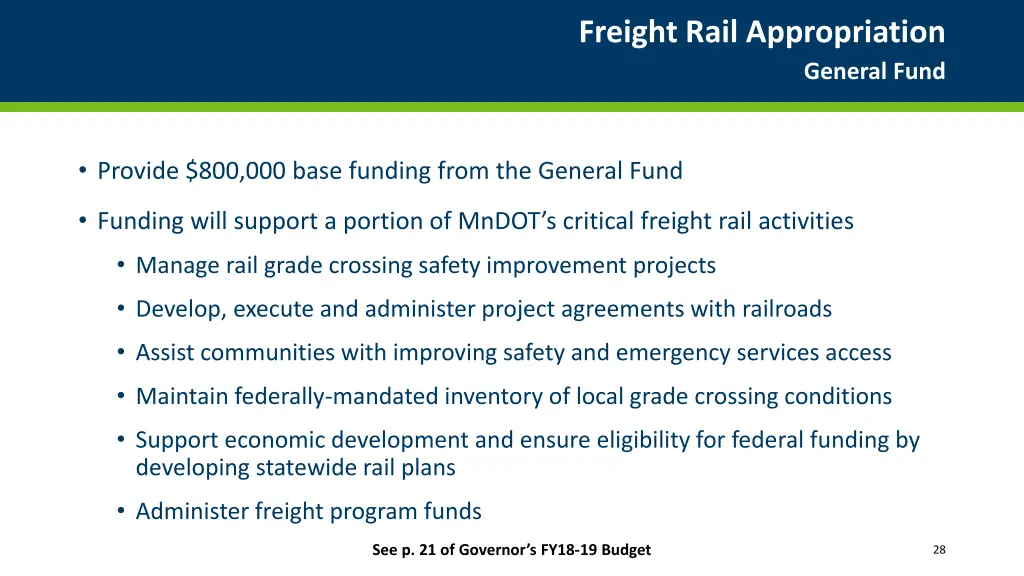 freight rail appropriation