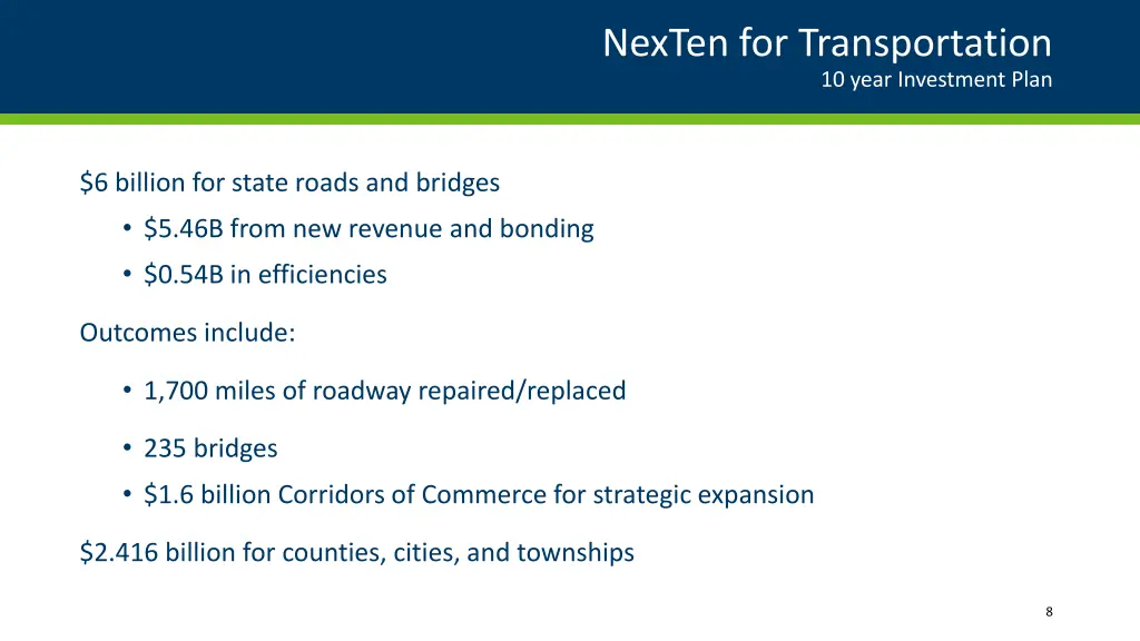 nexten for transportation 10 year investment plan 3