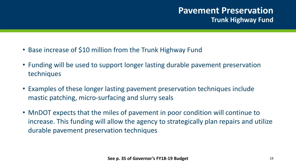 pavement preservation trunk highway fund