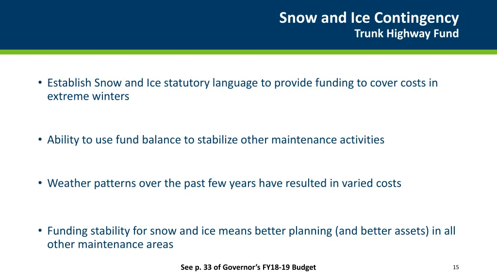 snow and ice contingency trunk highway fund