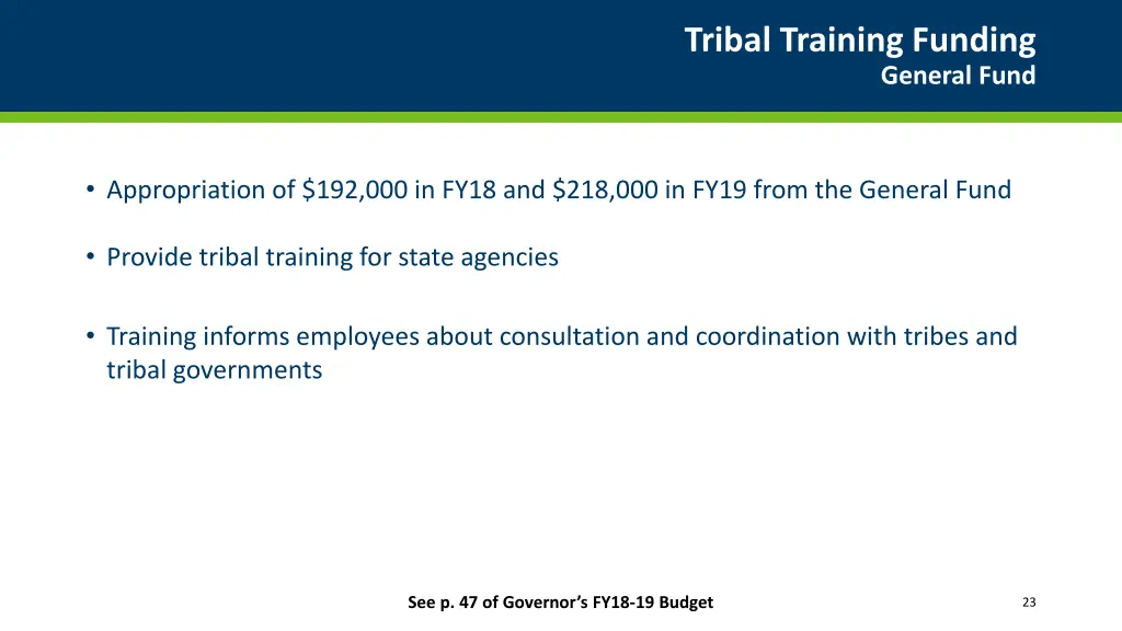 tribal training funding
