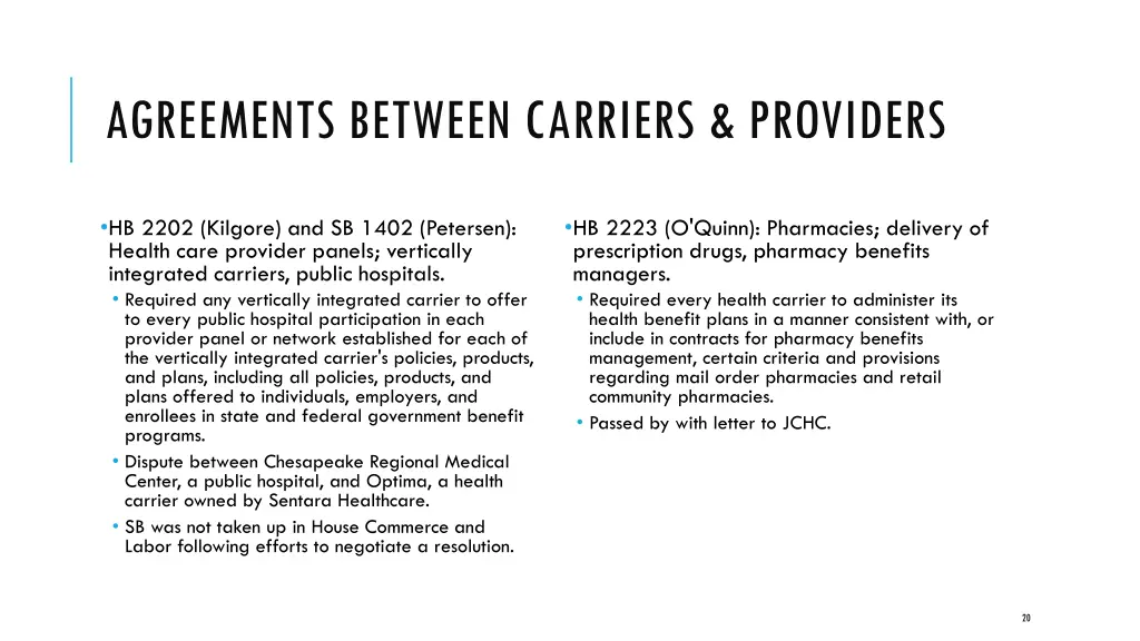 agreements between carriers providers